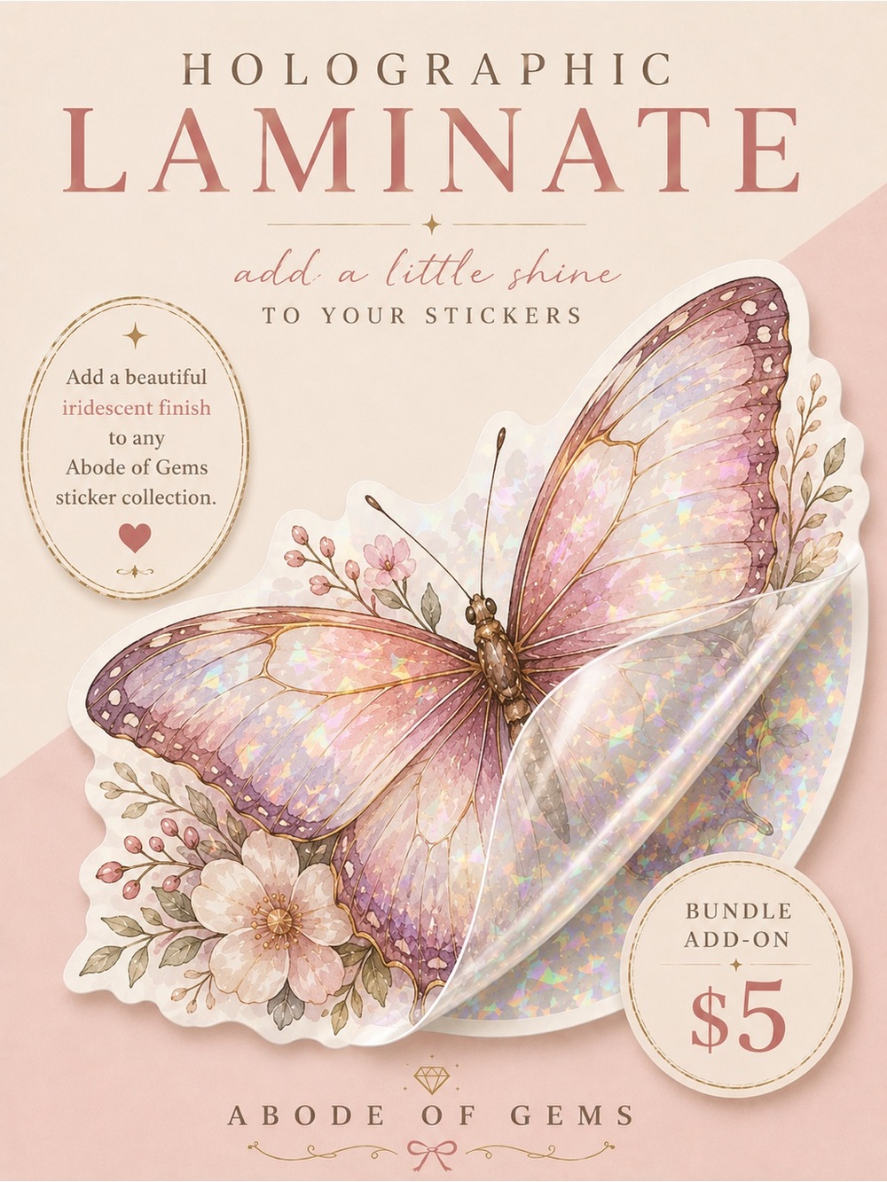🆕 $5 Add-On ✨ Premium Holographic Laminate Upgrade for Stickers